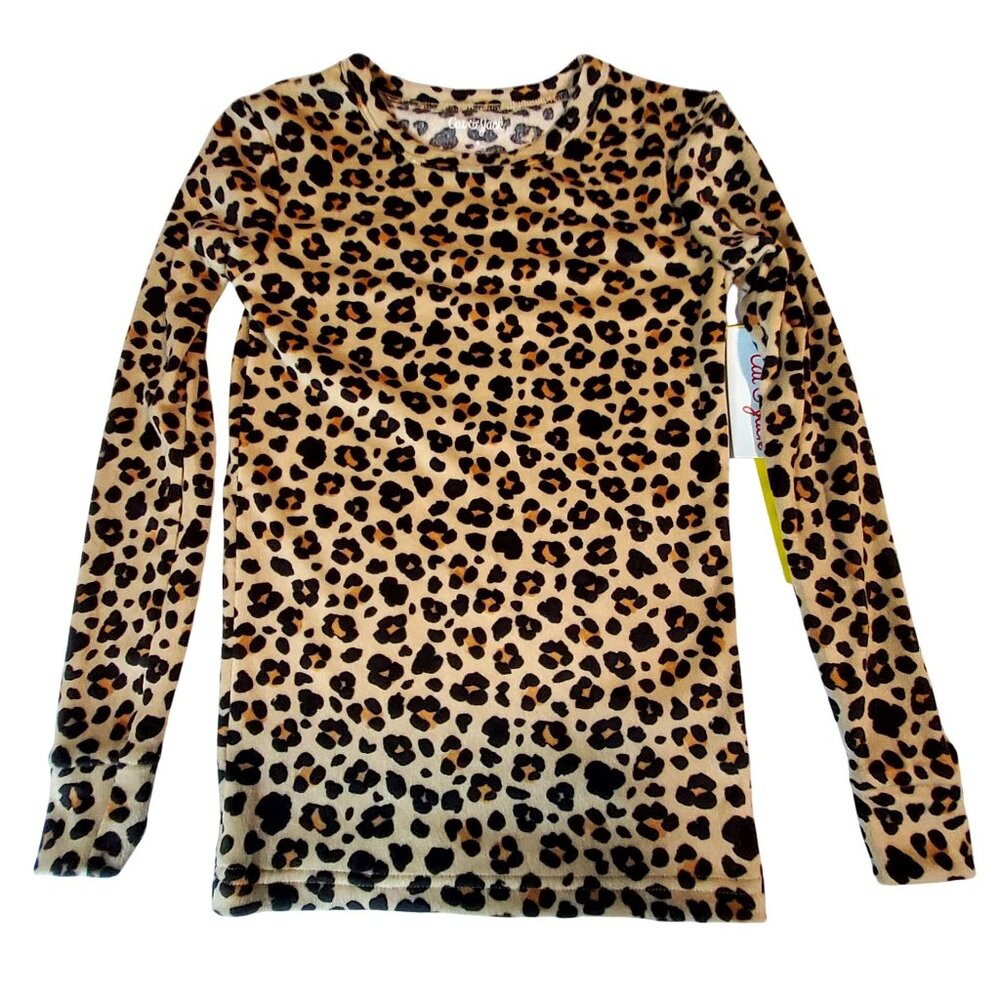 Cat And Jack Leopard Print Long Sleeve Stretchy Pajama Set For Women Size 8 - Picture 2 of 13